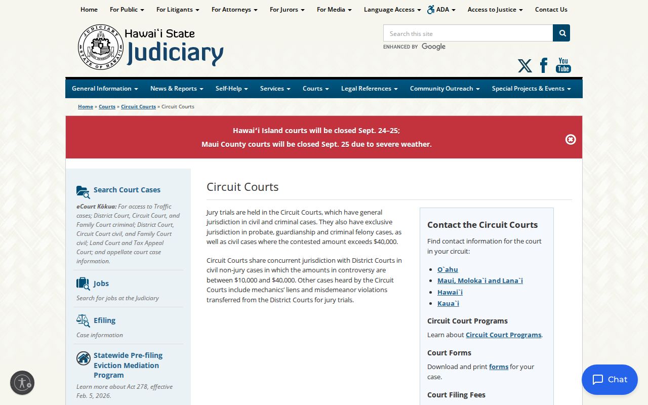 Hawaiʻi warrant records and Circuit Court jurisdiction